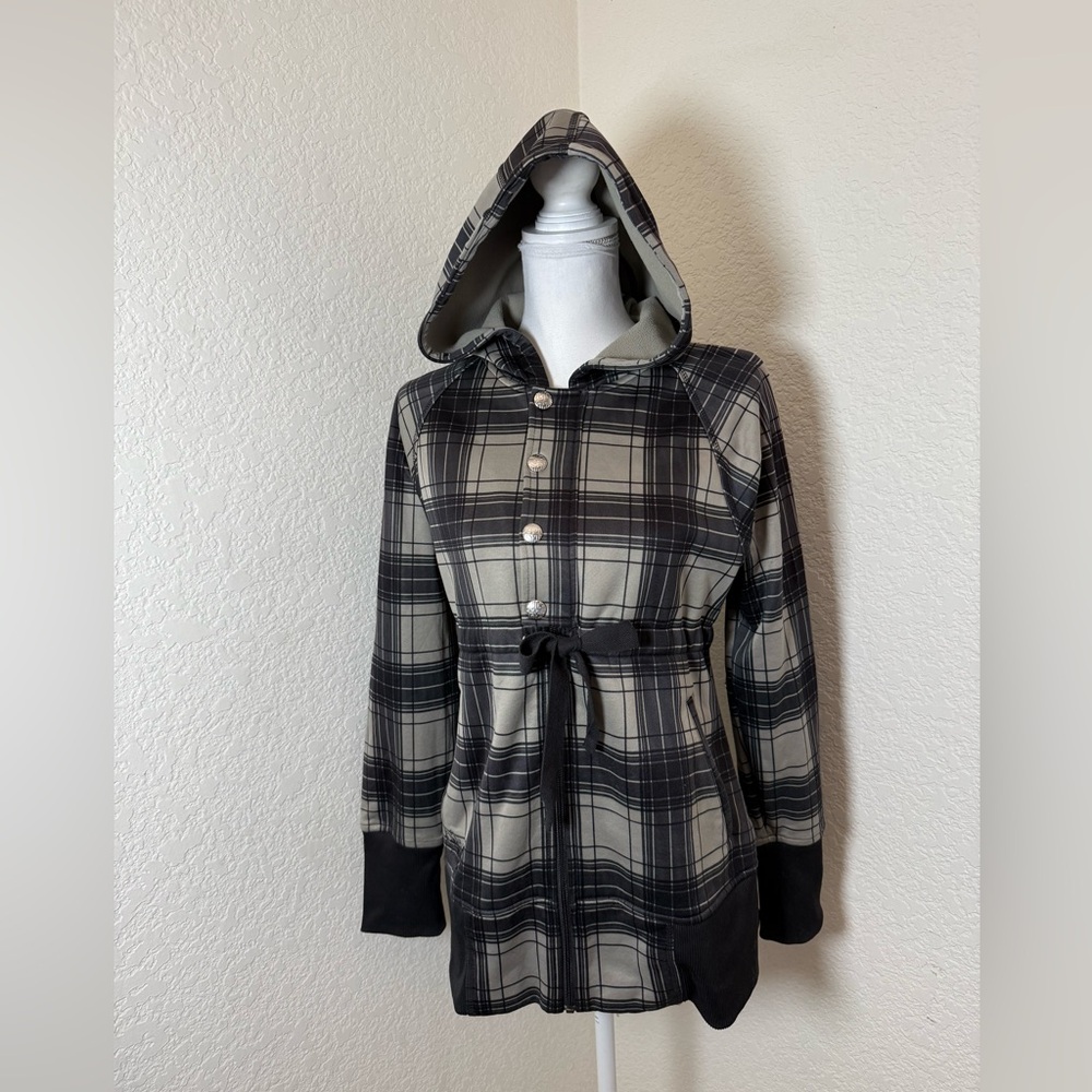 Burton Plaid Hoodie Womens Full Zip Dryride Ski Snow Jacket Ladies Size Small